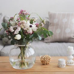 Maljakot Ja Ruukut^Aarikka Kupla lasimaljakko iso 22 cm kirkas/valkoinen