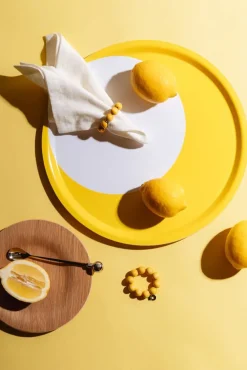 Tarjoilu^Aarikka tarjotin Ø 38 cm tuliainen keltainen