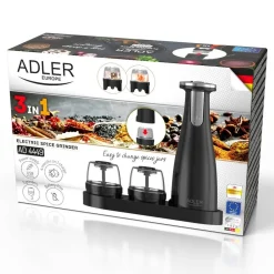 Keittiötarvikkeet^Adler suola- ja pippurimylly elektroninen musta