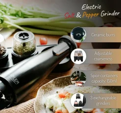 Keittiötarvikkeet^Adler suola- ja pippurimylly elektroninen musta