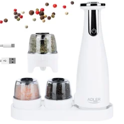 Keittiötarvikkeet^Adler suola- ja pippurimylly elektroninen valkoinen