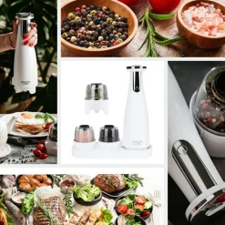 Keittiötarvikkeet^Adler suola- ja pippurimylly elektroninen valkoinen