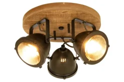 Sisustusvalaisimet^ Aneta Lighting kattospotti Alaska 3-os. antiikkipuu/raudanharmaa