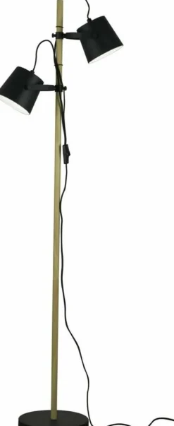 Sisustusvalaisimet^ Aneta Lighting lattiavalaisin Espresso 2-os. mattamusta/puu