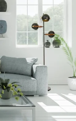 Sisustusvalaisimet^ Aneta Lighting lattiavalaisin Bow 3-os. musta