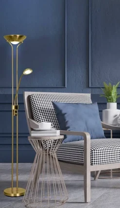 Sisustusvalaisimet^ Aneta Lighting lattiavalaisin Nice LED uplight antiikki