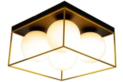 Sisustusvalaisimet^ Aneta Lighting plafondi Astro 36 cm musta/kulta/opaalivalkoinen