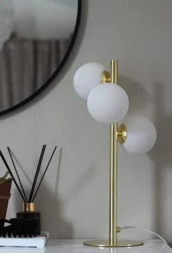 Sisustusvalaisimet^ Aneta Lighting pöytävalaisin Molekyl 3-os. mattamessinki