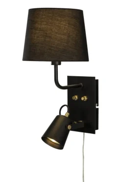 Sisustusvalaisimet^ Aneta Lighting seinävalaisin Metz kangasvarjostimella musta/