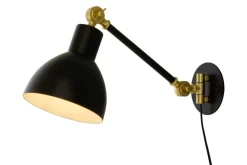 Sisustusvalaisimet^ Aneta Lighting seinävalaisin Dublin musta / matta messinki