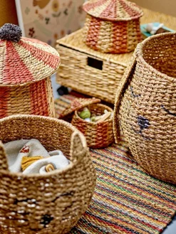 Säilytyskorit Ja Laatikot|Lastenhuone^Bloomingville Mini kori Birsen kannella punainen/beige