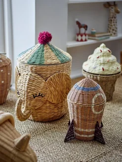 Lastenhuone|Säilytyskorit Ja Laatikot^Bloomingville Mini kori Bobo Basket kannella natural