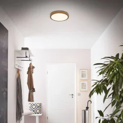 Sisustusvalaisimet^Briloner Runa LED-plafondi Ø 28 cm puu