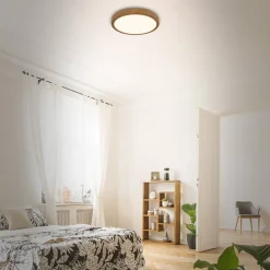 Sisustusvalaisimet^Briloner Runa LED-plafondi Ø 38 cm puu