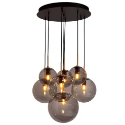 Sisustusvalaisimet^By Rydu00e9ns By Rydéns riippuvalaisin Laura 7-os Ø53 cm musta/savunharmaa