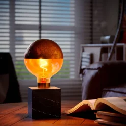 Sisustusvalaisimet^Calex pöytävalaisin kuutio E27 marmori musta