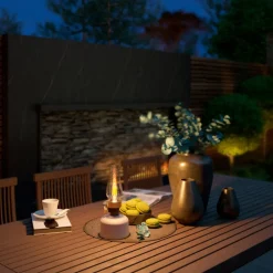 Sisustusvalaisimet^Calex pöytävalaisin Lavinio IP54 ladattava hiekka