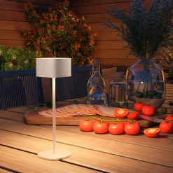 Sisustusvalaisimet^Calex pöytävalaisin Serino IP44 ladattava hiekka