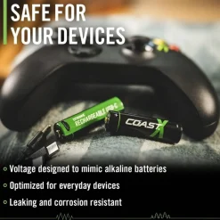 Paristot|Lamput Ja Valaisintarvikkeet^Coast paristo AA USB-C 1.5V 4 kpl sis. latauskaapelin