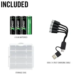Paristot|Lamput Ja Valaisintarvikkeet^Coast paristo AA USB-C 1.5V 4 kpl sis. latauskaapelin