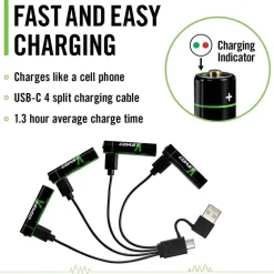 Paristot|Lamput Ja Valaisintarvikkeet^Coast paristo AAA USB-C 1.5V 4 kpl sis. latauskaapelin