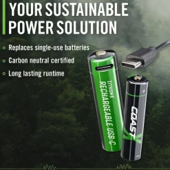 Paristot|Lamput Ja Valaisintarvikkeet^Coast paristo AAA USB-C 1.5V 4 kpl sis. latauskaapelin