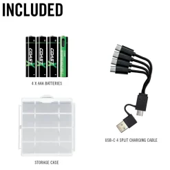 Paristot|Lamput Ja Valaisintarvikkeet^Coast paristo AAA USB-C 1.5V 4 kpl sis. latauskaapelin