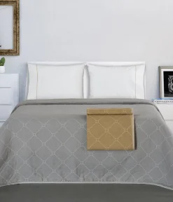 Sisustustekstiilit^Create Home Aamu päiväpeite 2-puoleinen 260x260cm harmaa/l.valkoinen