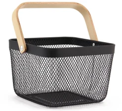 Ruoansäilytys Ja Järjestys^Create Home metallikori puukahvalla 24,5 cm musta