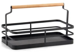 Ruoansäilytys Ja Järjestys^Create Home sankakori metalli/puu 31 cm musta