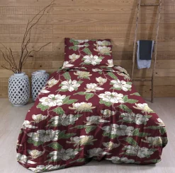 Vuodetekstiilit^Create Home satiinipussilakanasetti Atsalea 150x210 + 55x65 cm t.punaine