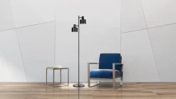 Sisustusvalaisimet^Design by Gru00f6nlund Design by Grönlund Hood Double lattiavalaisin musta