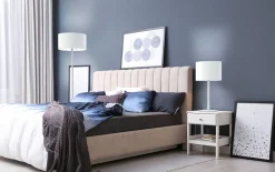 Sisustusvalaisimet^Design by Gru00f6nlund Design by Grönlund lattiavalaisin Austin kangasvarjostimella