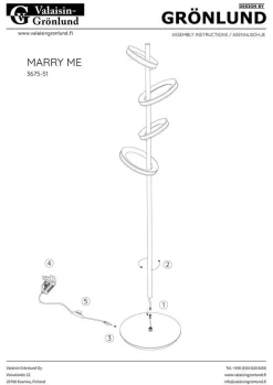 Sisustusvalaisimet^Design by Gru00f6nlund Design by Grönlund Marry Me lattiavalaisin 155 cm messinki