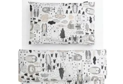 Lastenhuone|Vuodetekstiilit^Familon Kaverit Organic lasten pl+tl setti valk/kaakao 120x160/40x60