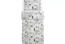 Lastenhuone|Vuodetekstiilit^Familon Kaverit Organic lasten pl+tl setti valk/kaakao 120x160/40x60
