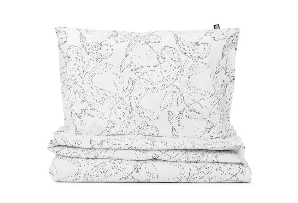 Lastenhuone|Vuodetekstiilit^Familon Norppa Organic lasten pl+tl setti mustavalk 120x160/40x60