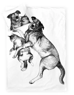 Vuodetekstiilit^Finlayson pussilakanasetti Selviytyjät 150x210+50x60 musta/valkoinen