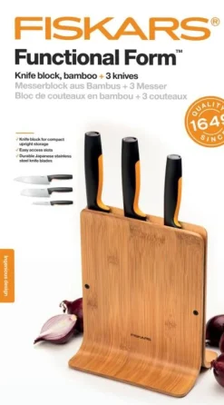 Veitset Ja Leikkuulaudat^Fiskars Functional Form veitsitukki bambu (sis. 3 veistä)
