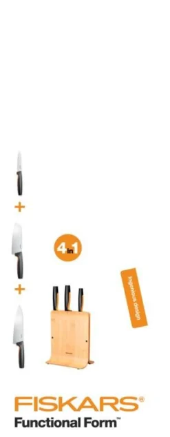 Veitset Ja Leikkuulaudat^Fiskars Functional Form veitsitukki bambu (sis. 3 veistä)