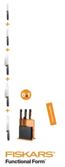Veitset Ja Leikkuulaudat^Fiskars Functional Form veitsitukki bambu (sis. 5 veistä)