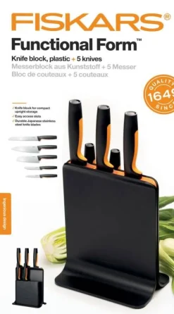 Veitset Ja Leikkuulaudat^Fiskars Functional Form veitsitukki muovi (sis. 5 veistä)