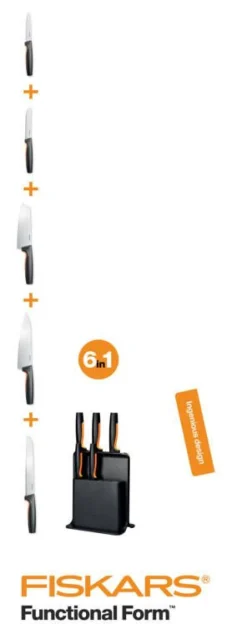 Veitset Ja Leikkuulaudat^Fiskars Functional Form veitsitukki muovi (sis. 5 veistä)