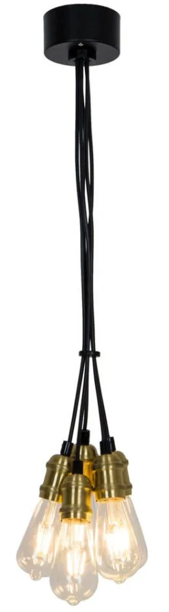 Sisustusvalaisimet^Heat Bunch riippuvalaisin 5xE27 antiikkimessinki musta johto