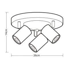 Sisustusvalaisimet^Heat kattospotti Gold Tube 3-osainen pyöreä kulta-musta