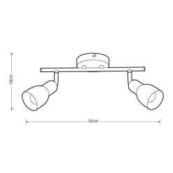 Sisustusvalaisimet^Heat kattospotti Soffe 2-osainen tanko harjattu teräs