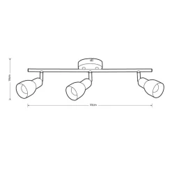Sisustusvalaisimet^Heat kattospotti Soffe 3-osainen tanko harjattu teräs