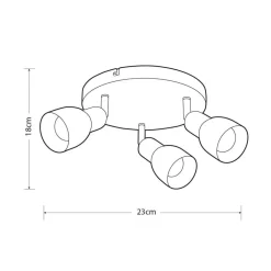 Sisustusvalaisimet^Heat kattospotti Soffe 3-osainen pyöreä harjattu teräs