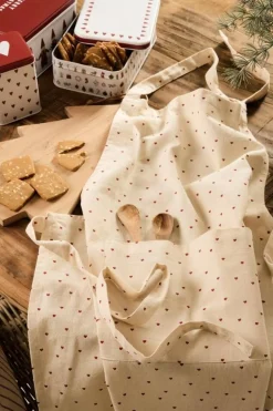 Keittiötekstiilit^IB Laursen esiliina punaisilla sydämillä