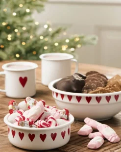 Leivonta|Keittiötarvikkeet^IB Laursen kulho sydämillä 14 cm emaloitu